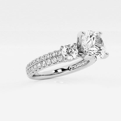 1.75 ctw Round Lab Grown Diamond Engagement Ring with Double Row Side