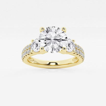 1.75 ctw Round Lab Grown Diamond Engagement Ring with Double Row Side