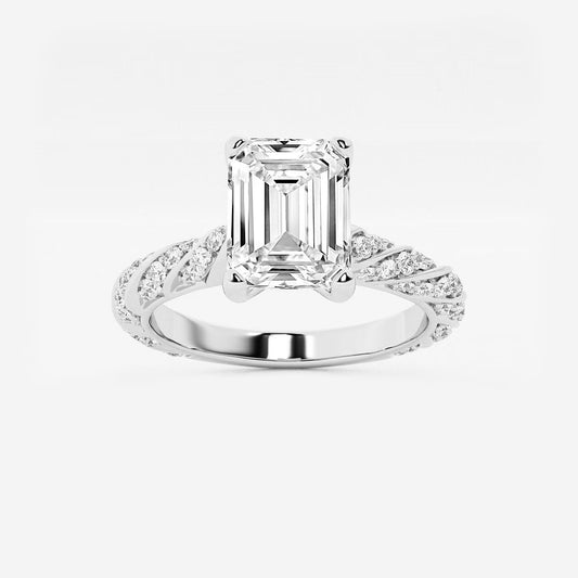 2.00 ctw Emerald Lab Grown Diamond Ribbon Engagement Ring