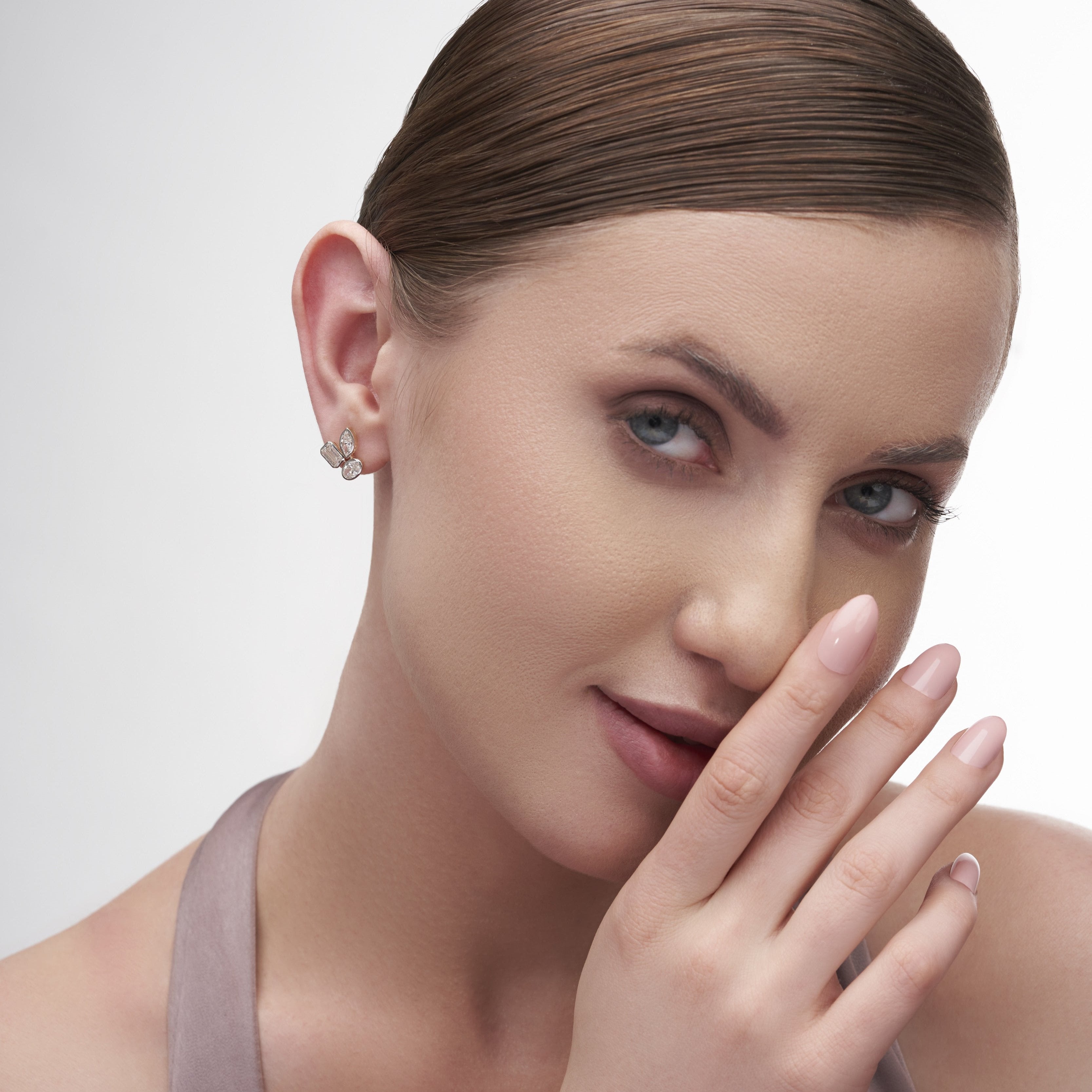 2.89 Ct Golden Petal Three Stone Fashion Earrings for Love | Women Earrings