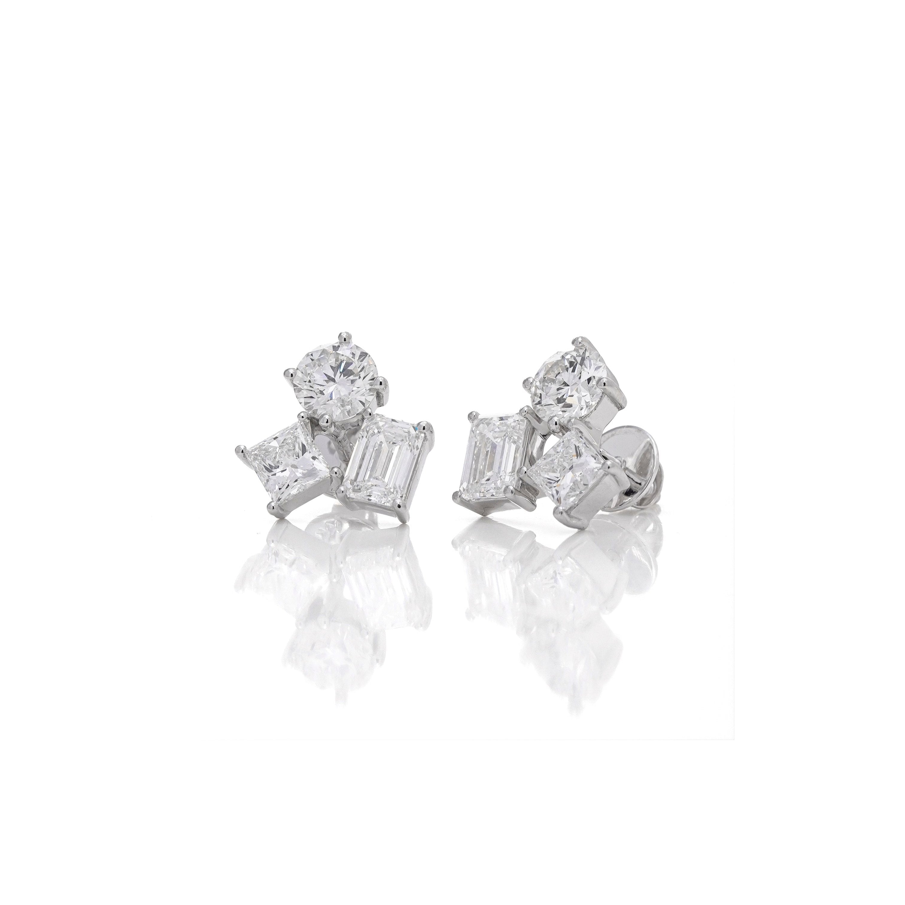 5.56 Ct Gleaming Three Stone Fashion Earrings for Love of Your Life