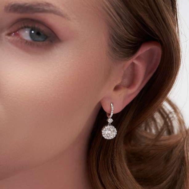 4.19 Ct Fern Diamond Hoop Earrings For Women