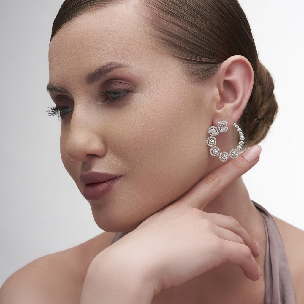 8.17 Ct Multi Shape Open Hoop Fashion Crystal Earrings for Love