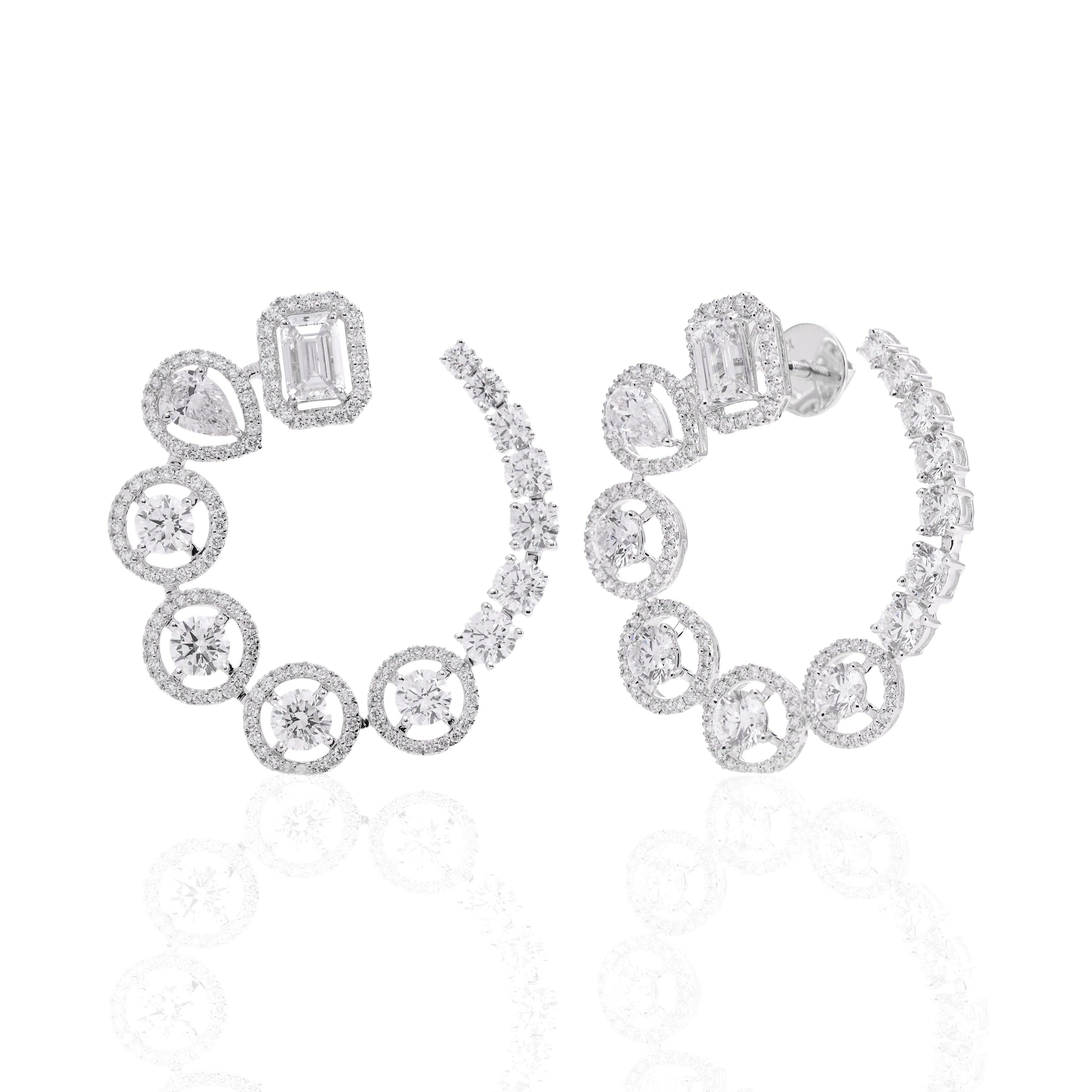 8.17 Ct Multi Shape Open Hoop Fashion Crystal Earrings for Love