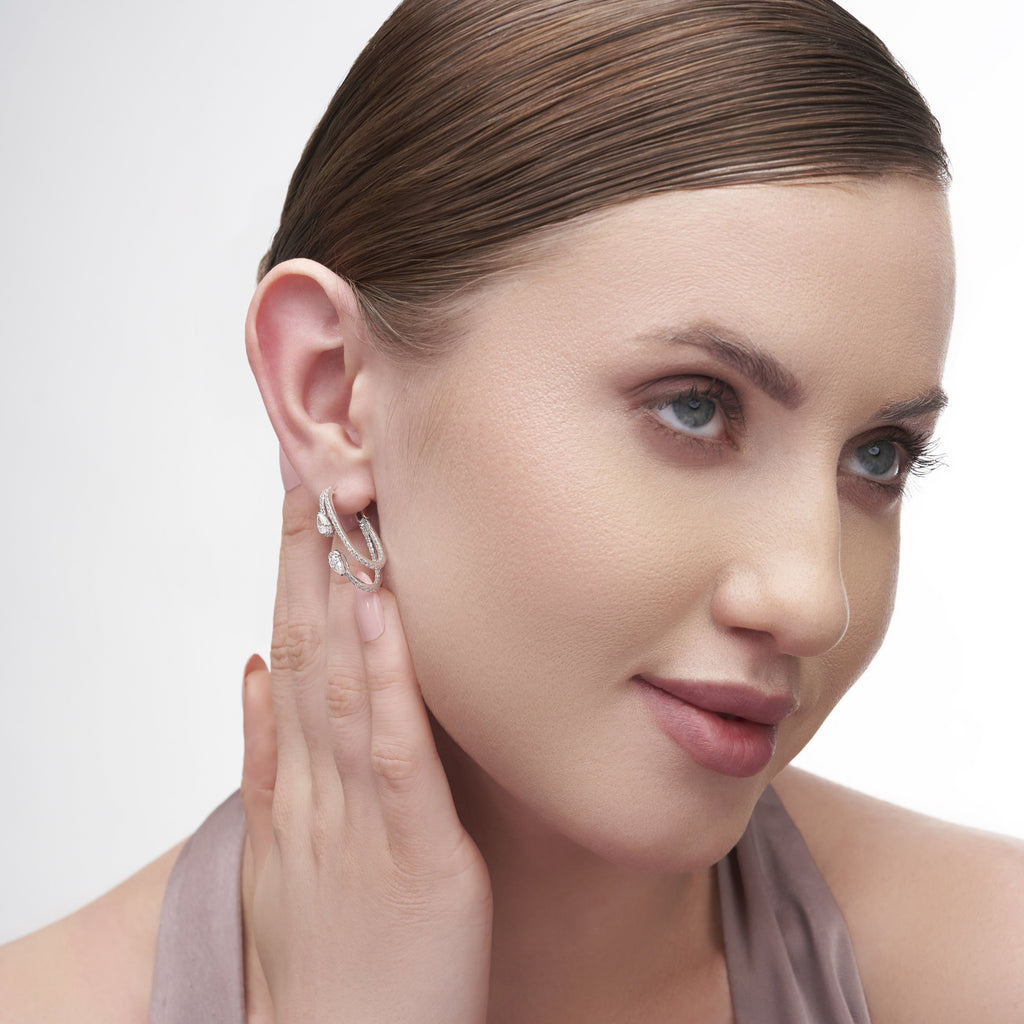 2.35 Ct Opulent Halo Hoops Earrings for Women | Earrings for Love