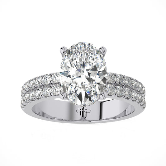 2.55 Ct Engagement Ring with Halo/Pave & Wedding Rings