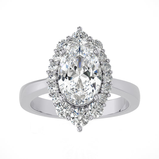 2.54 Ct Engagement Ring with Halo/Pave & Wedding Rings