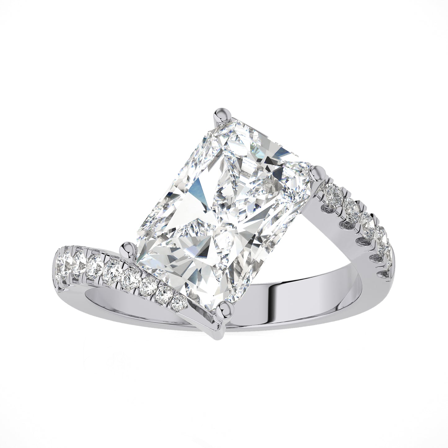 3.31 Ct Semi-Mount By-Pass Ring Engagement & Wedding Rings