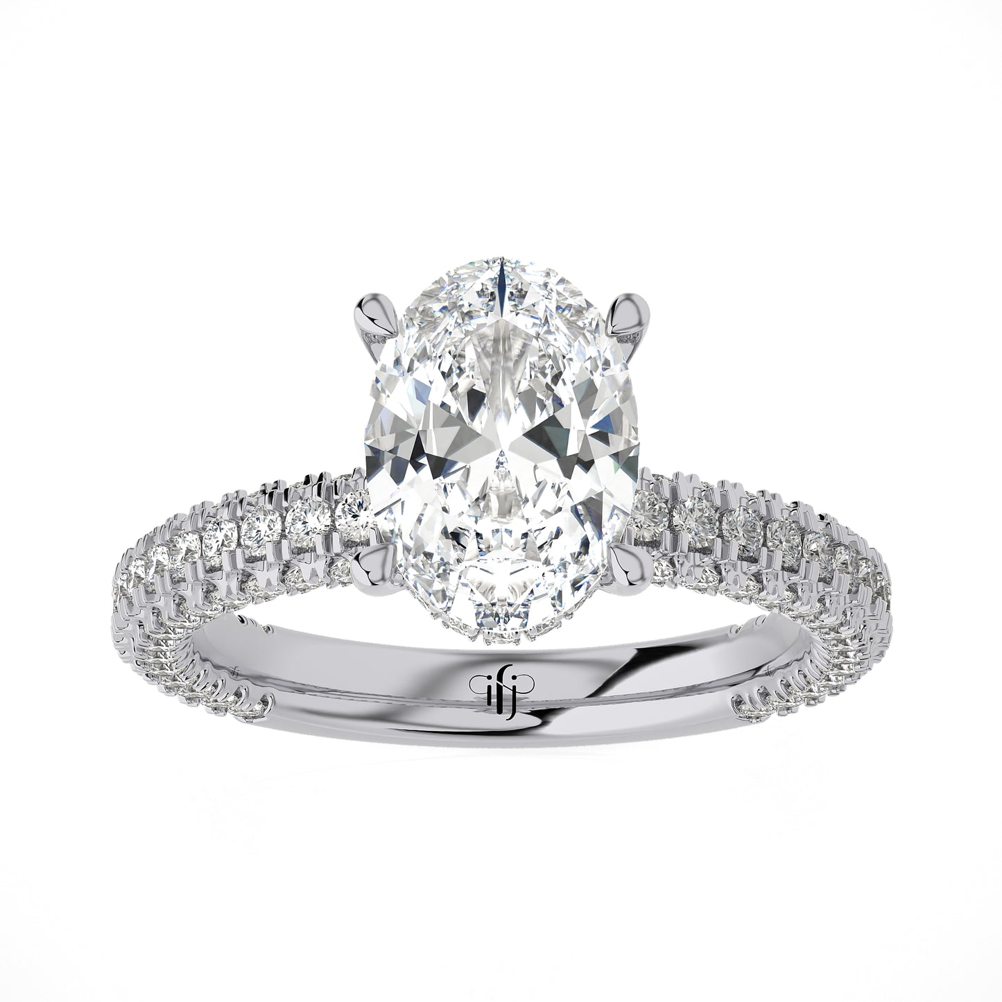 2.06 Ct Engagement Ring with Halo/Pave & Wedding Rings