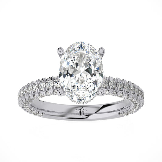 2.06 Ct Engagement Ring with Halo/Pave & Wedding Rings