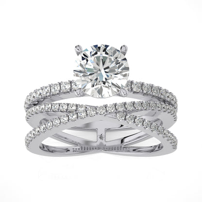 1.59 Ct Engagement Halo/Pave  & Wedding Rings