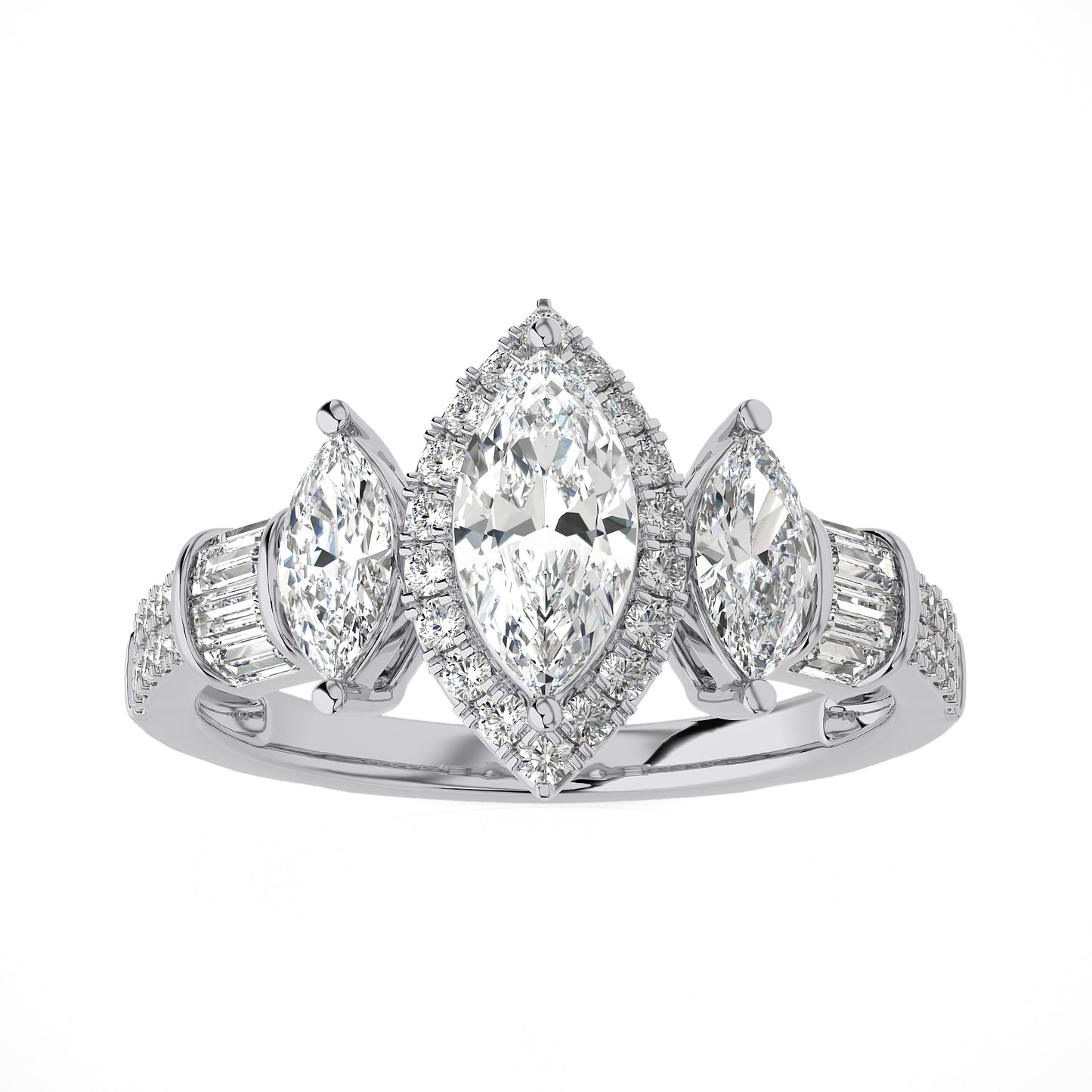 1.36 Ct Engagement Ring - Halo & Wedding Rings