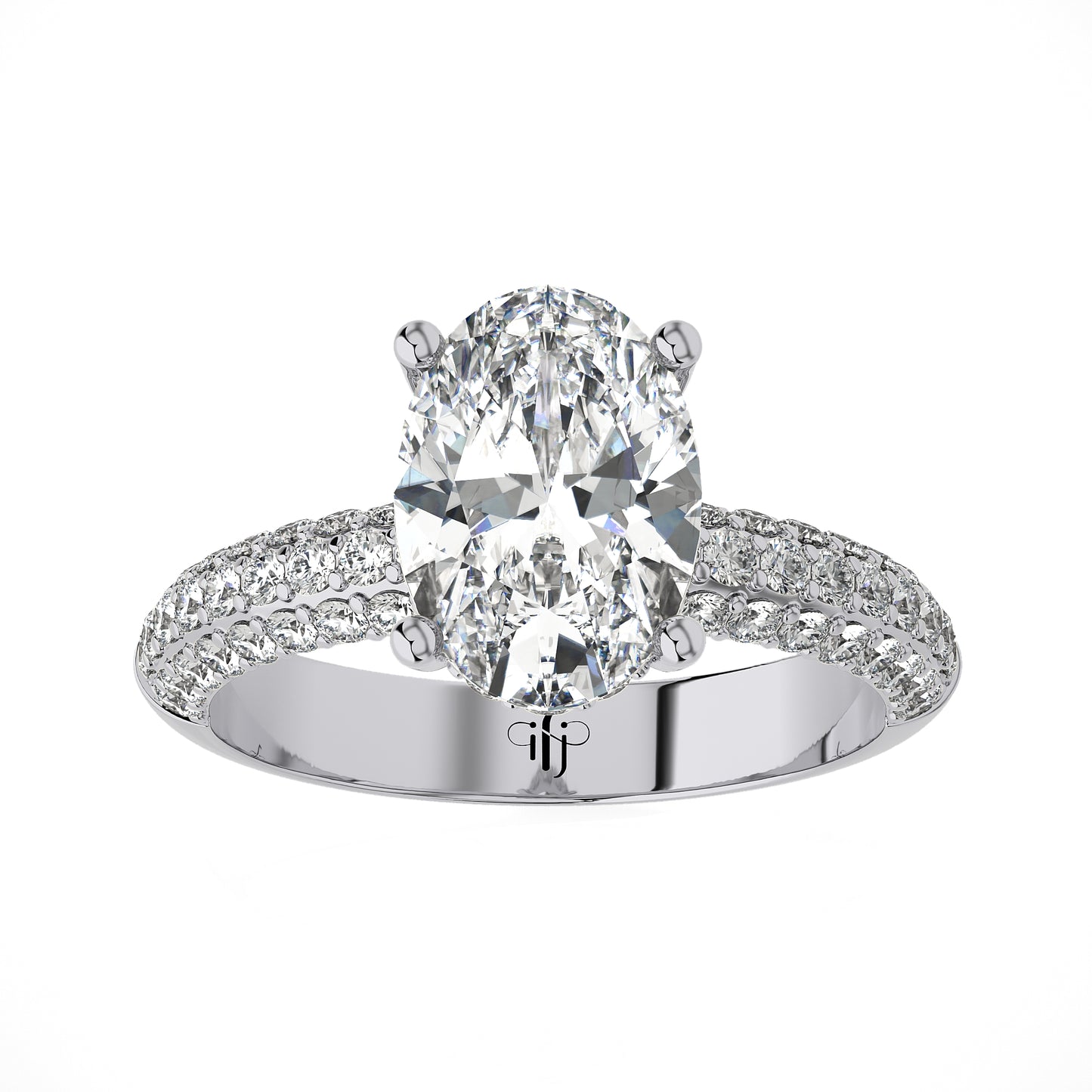 2.35 Ct Engagement Ring with Halo/Pave & Wedding Rings