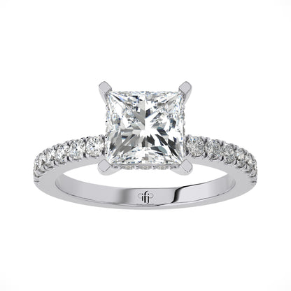 1.21 Ct Knife-Edge Halo Engagement Ring & Wedding Ring