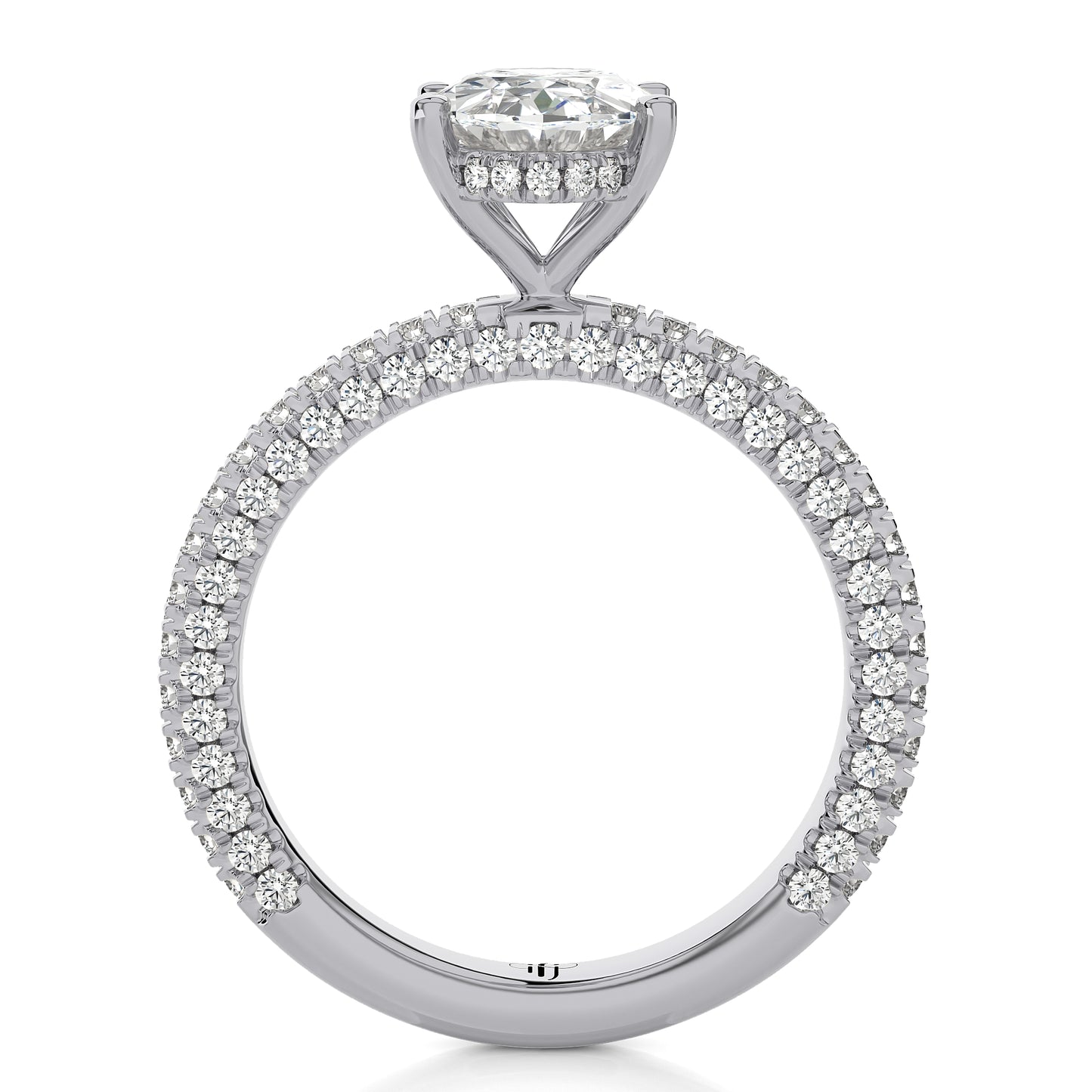 2.06 Ct Engagement Ring with Halo/Pave & Wedding Rings