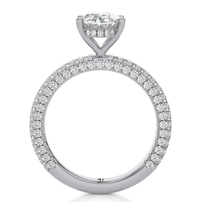 2.06 Ct Engagement Ring with Halo/Pave & Wedding Rings