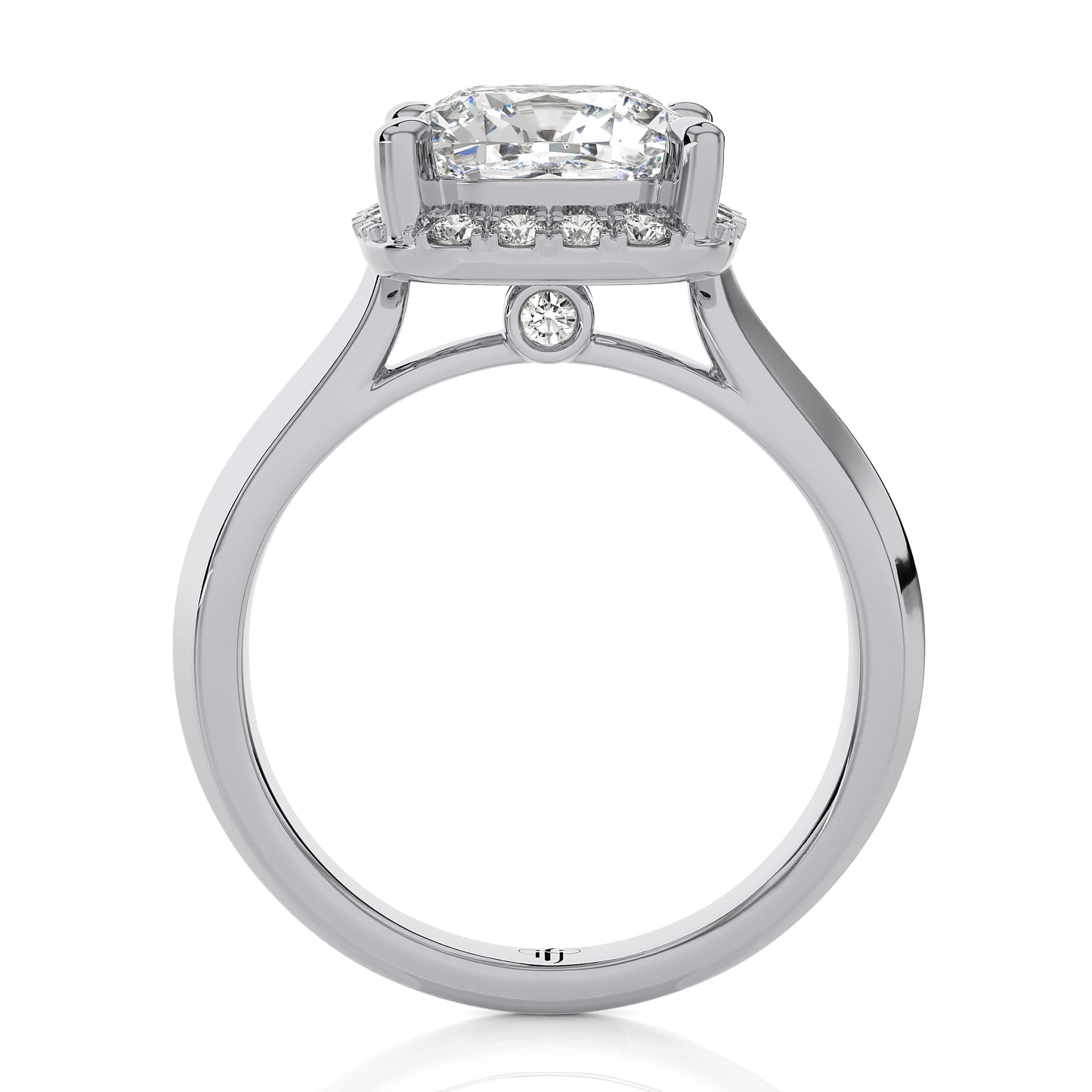 3.27 Ct Halo Cushion & Round Engagement Ring & Wedding Ring