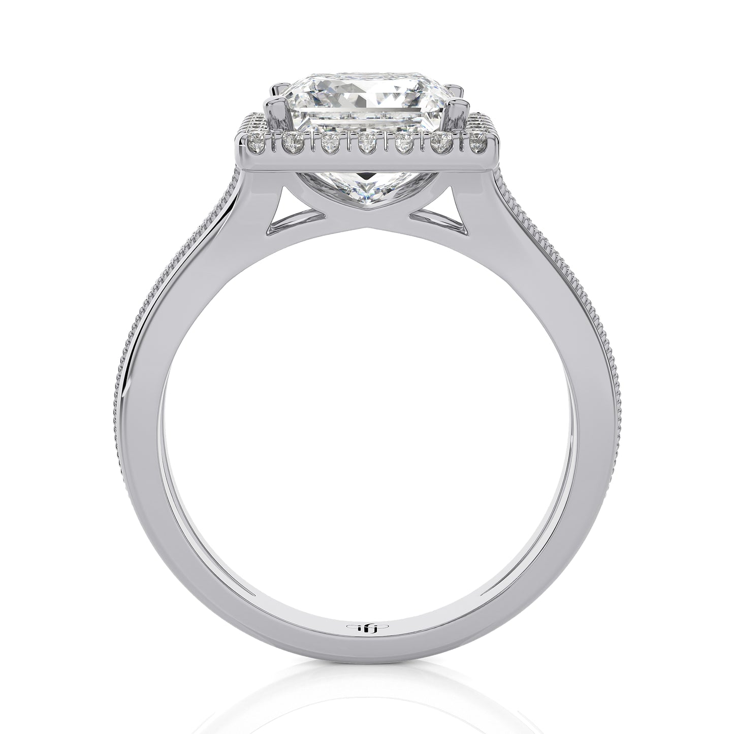 3.03 Ct Engagement Ring with Halo/Pave & Wedding Rings