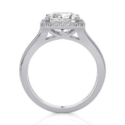 3.03 Ct Engagement Ring with Halo/Pave & Wedding Rings