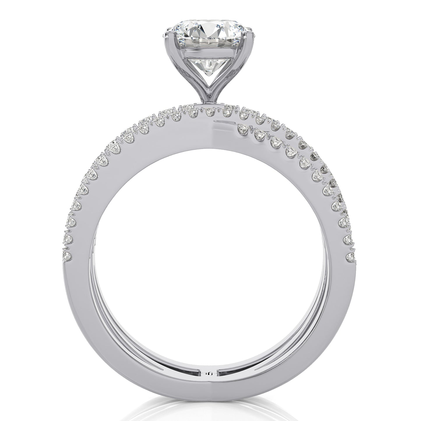 1.59 Ct Engagement Halo/Pave  & Wedding Rings