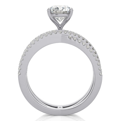 1.59 Ct Engagement Halo/Pave  & Wedding Rings