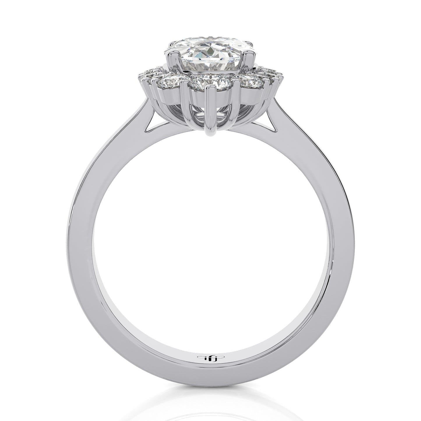 2.54 Ct Engagement Ring with Halo/Pave & Wedding Rings