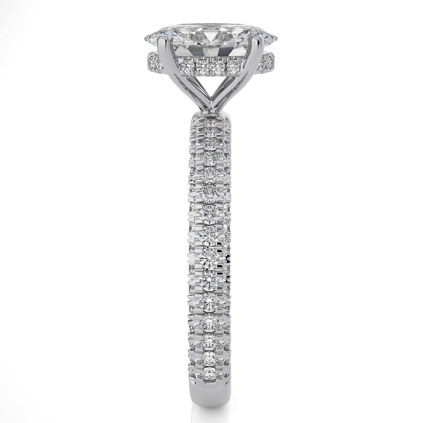 2.06 Ct Engagement Ring with Halo/Pave & Wedding Rings