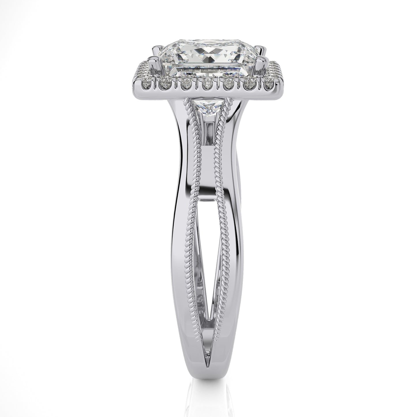 3.03 Ct Engagement Ring with Halo/Pave & Wedding Rings