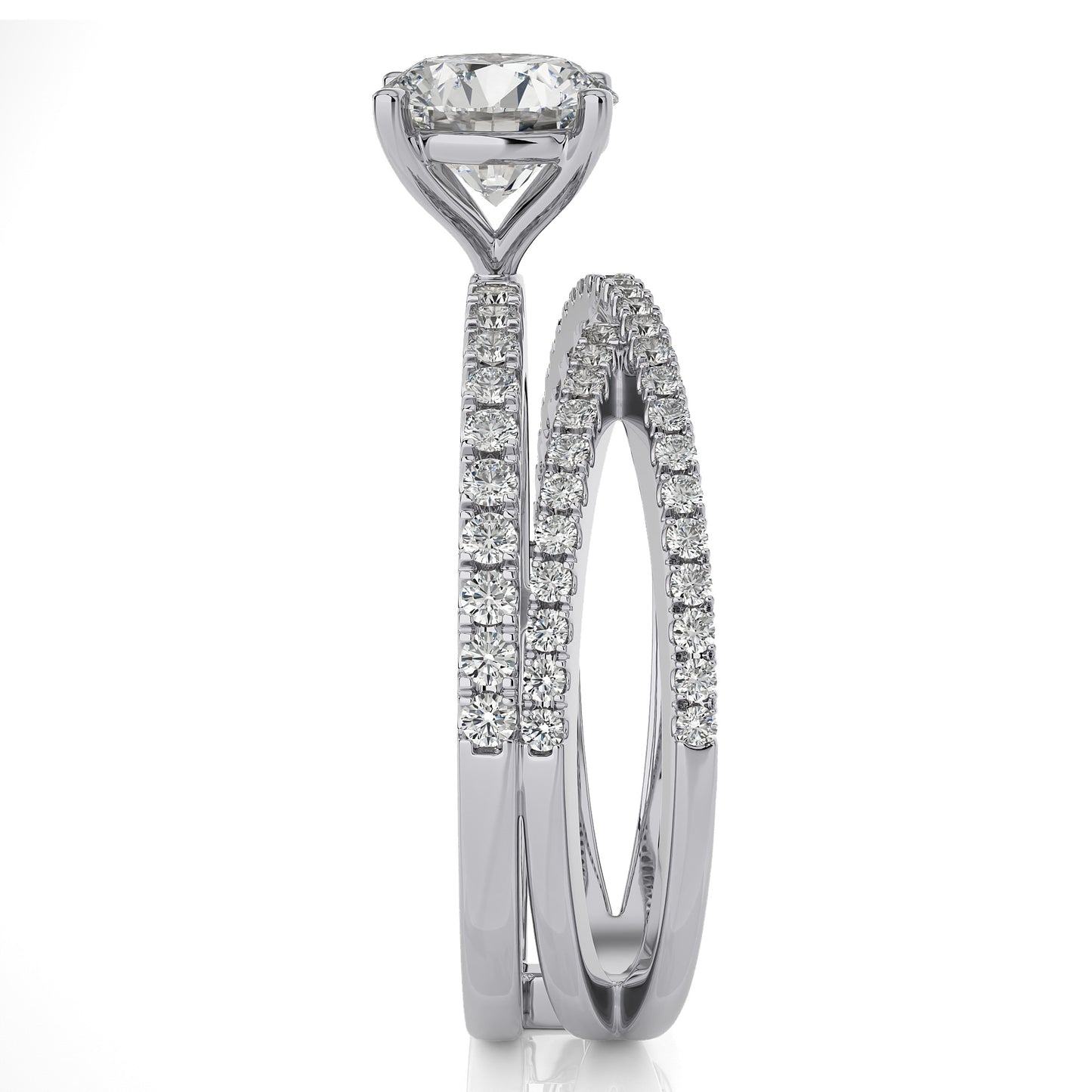 1.59 Ct Engagement Halo/Pave  & Wedding Rings