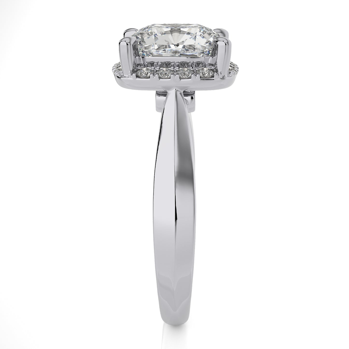 3.27 Ct Halo Cushion & Round Engagement Ring & Wedding Ring