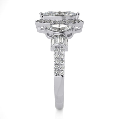 1.36 Ct Engagement Ring - Halo & Wedding Rings