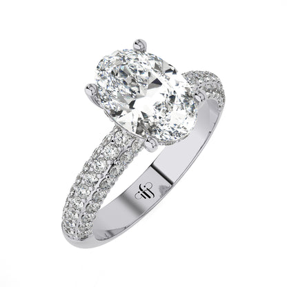 2.35 Ct Engagement Ring with Halo/Pave & Wedding Rings