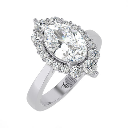 2.54 Ct Engagement Ring with Halo/Pave & Wedding Rings