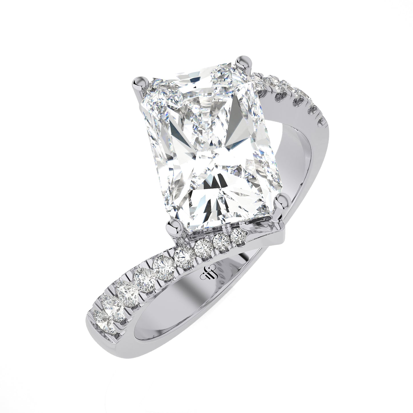 3.31 Ct Semi-Mount By-Pass Ring Engagement & Wedding Rings