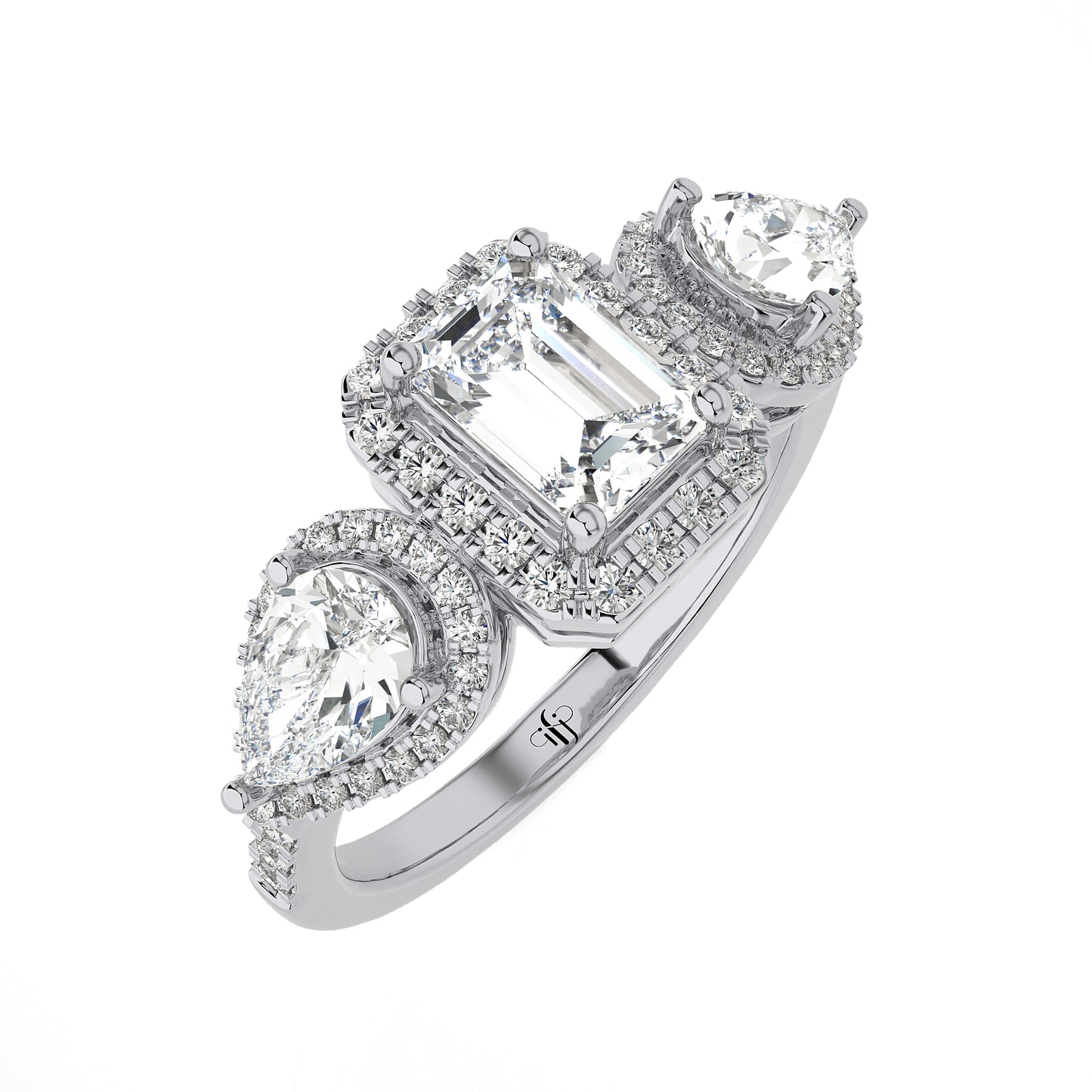 2.00 Ct Halo/Pave Engagement Ring & Wedding Ring.