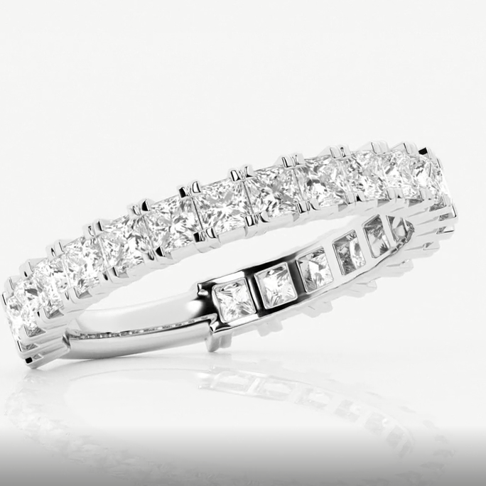 1.50 Ct Princess Half Set Shared Prong Eternity Ring Wedding Ring