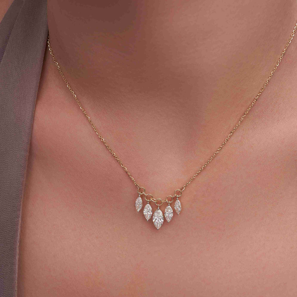 2.44 Carat Marquise Five Stone Stunning Necklace For Women