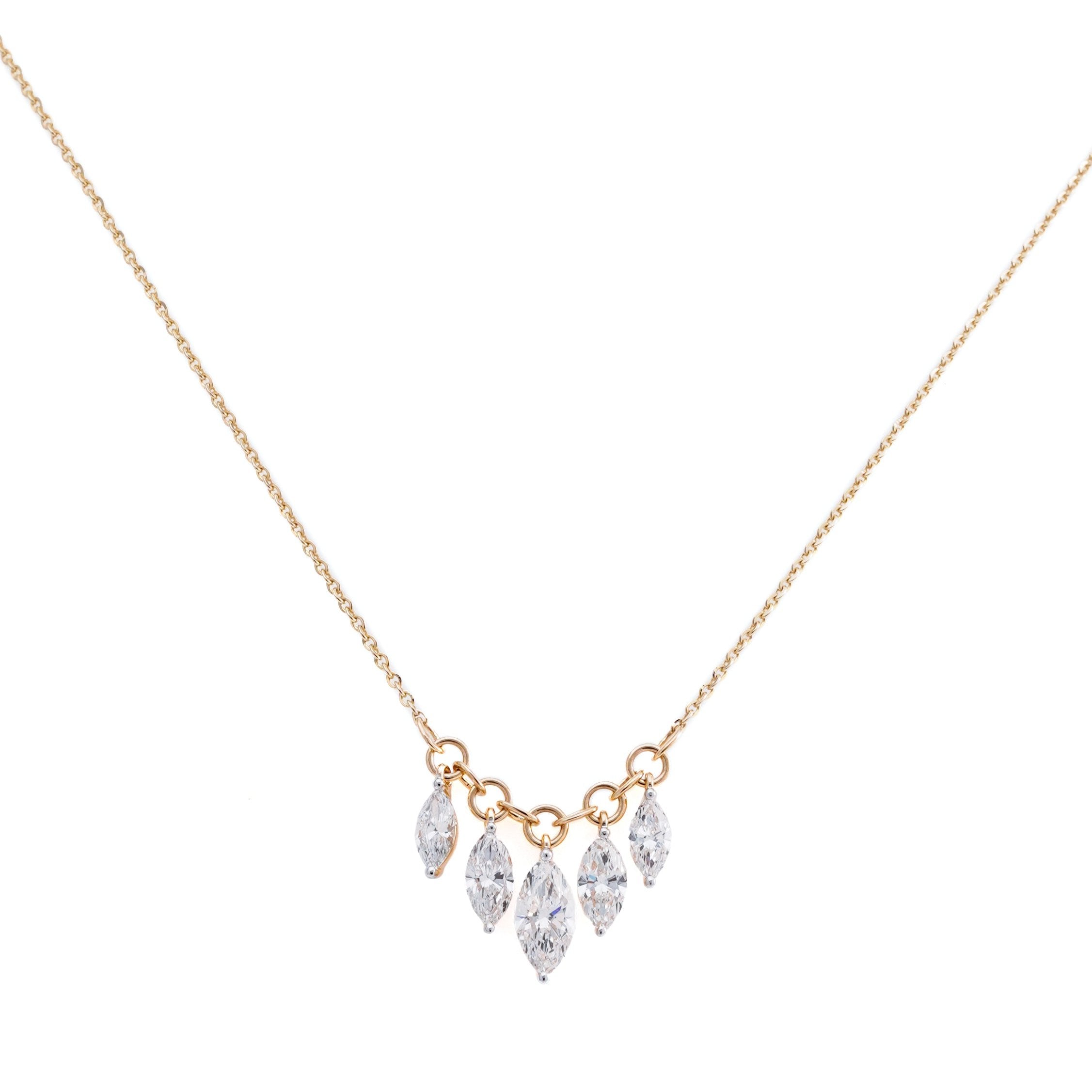 2.44 Carat Marquise Five Stone Stunning Necklace For Women