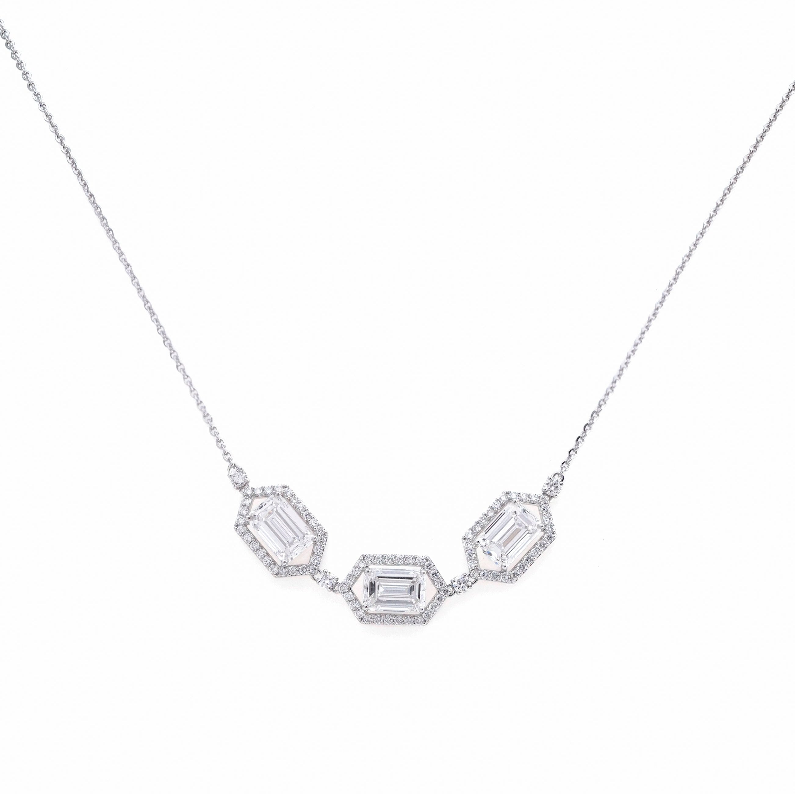 5.34 Ct Radiant Diamond Cluster Necklace with Mystic Halo for Women