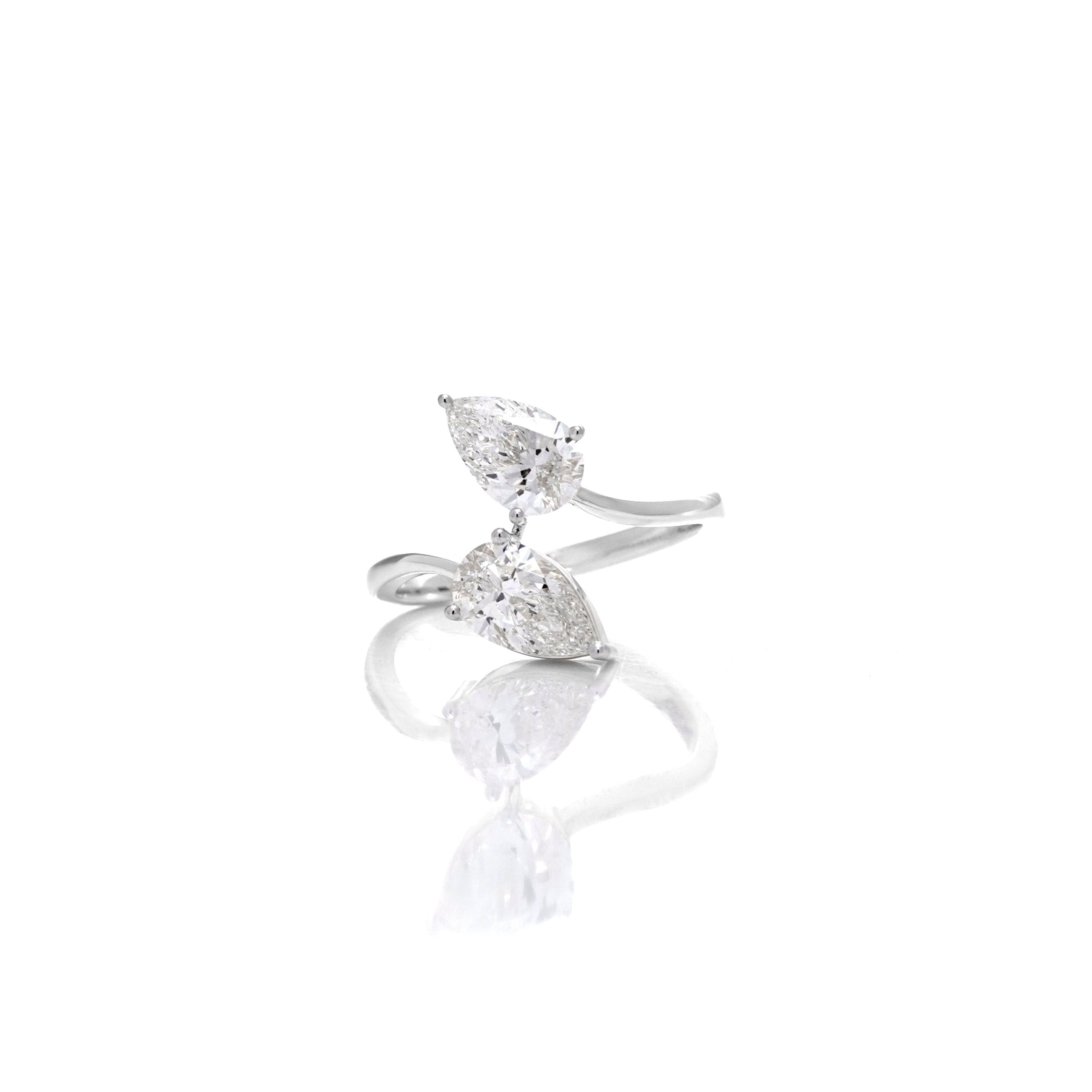 2.08 Ct Pear Duo Split Shank Engagement Ring | Best Gift For Women