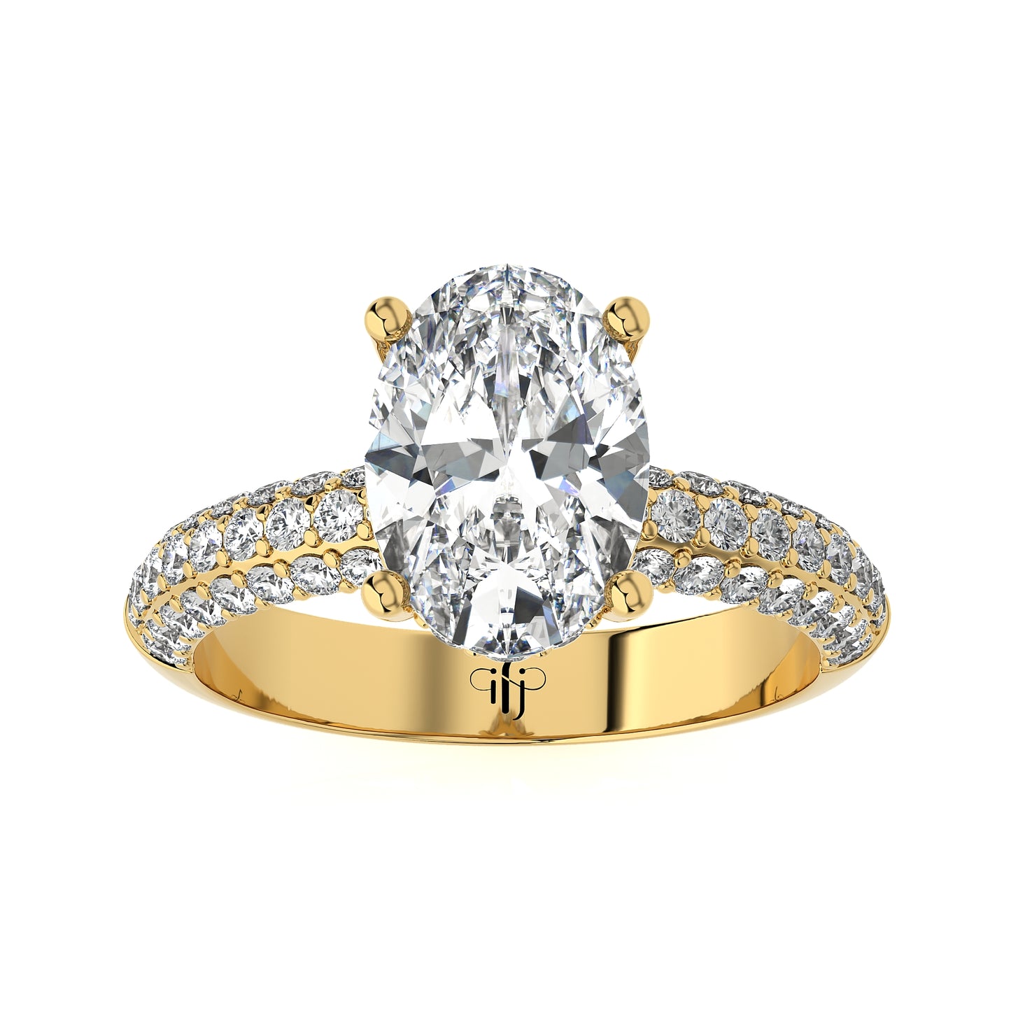 2.35 Ct Engagement Ring with Halo/Pave & Wedding Rings