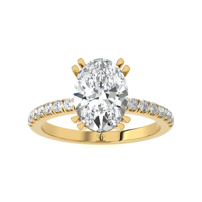 1.85 Ct Oval Diamond Center And Pave Diamonds Engagement Ring & Wedding Ring