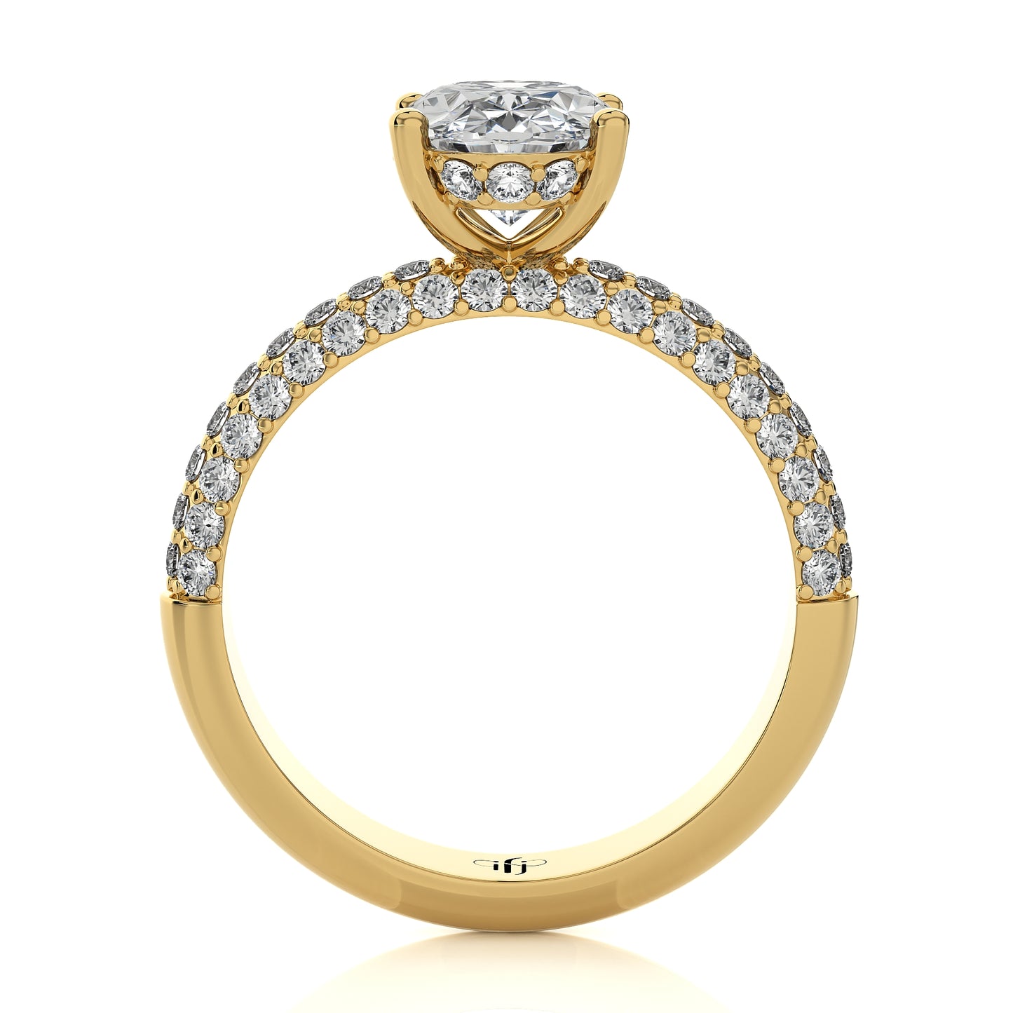 2.06 Ct Engagement Ring with Halo/Pave & Wedding Rings