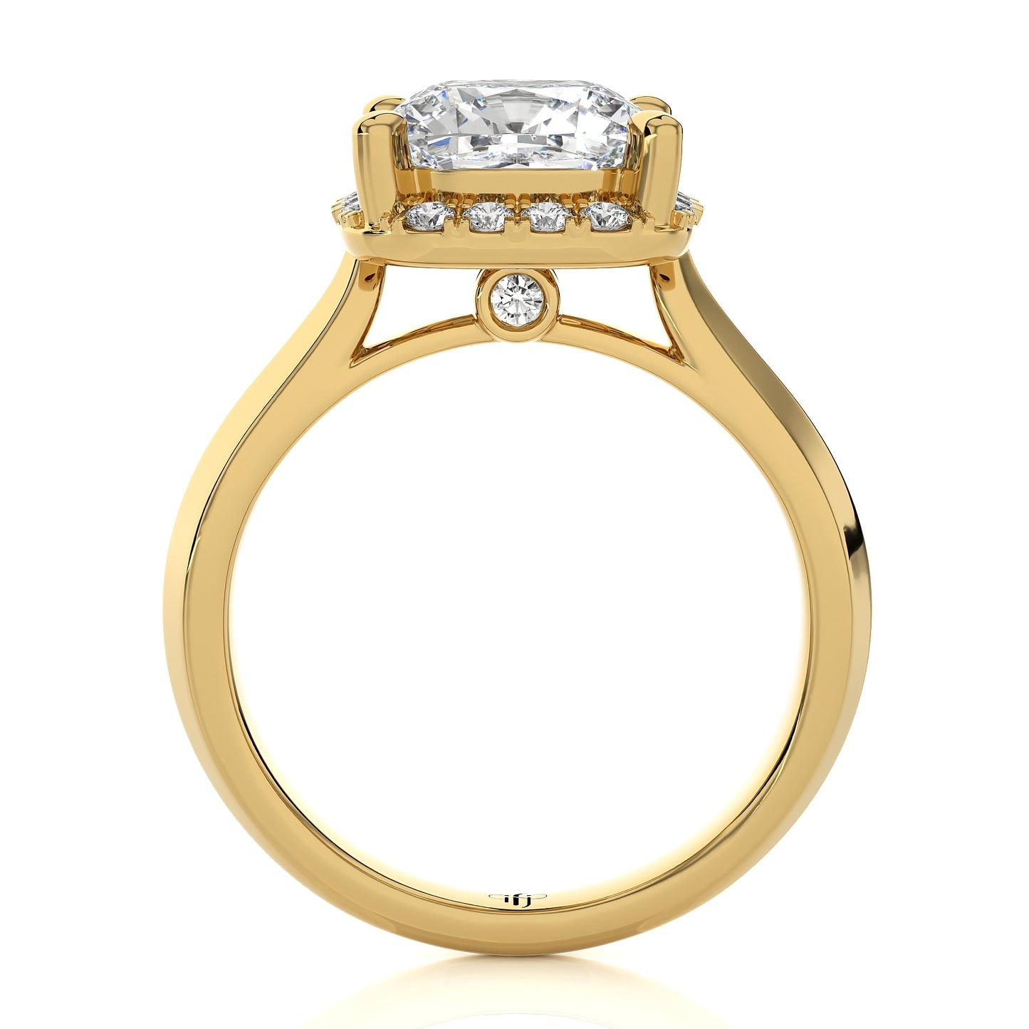 3.27 Ct Halo Cushion & Round Engagement Ring & Wedding Ring