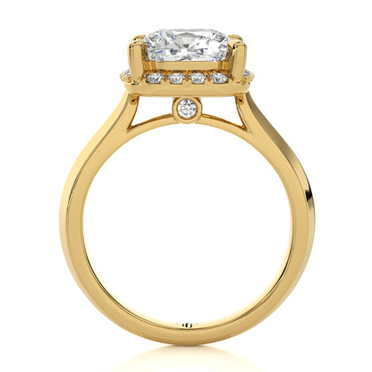 3.27 Ct Halo Cushion & Round Engagement Ring & Wedding Ring