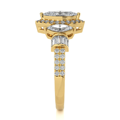 1.36 Ct Engagement Ring - Halo & Wedding Rings