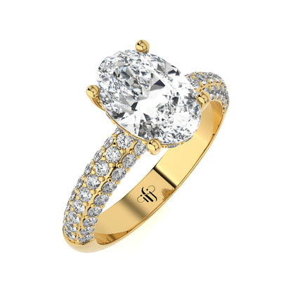 2.06 Ct Engagement Ring with Halo/Pave & Wedding Rings