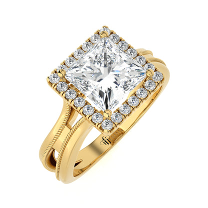 3.03 Ct Engagement Ring with Halo/Pave & Wedding Rings