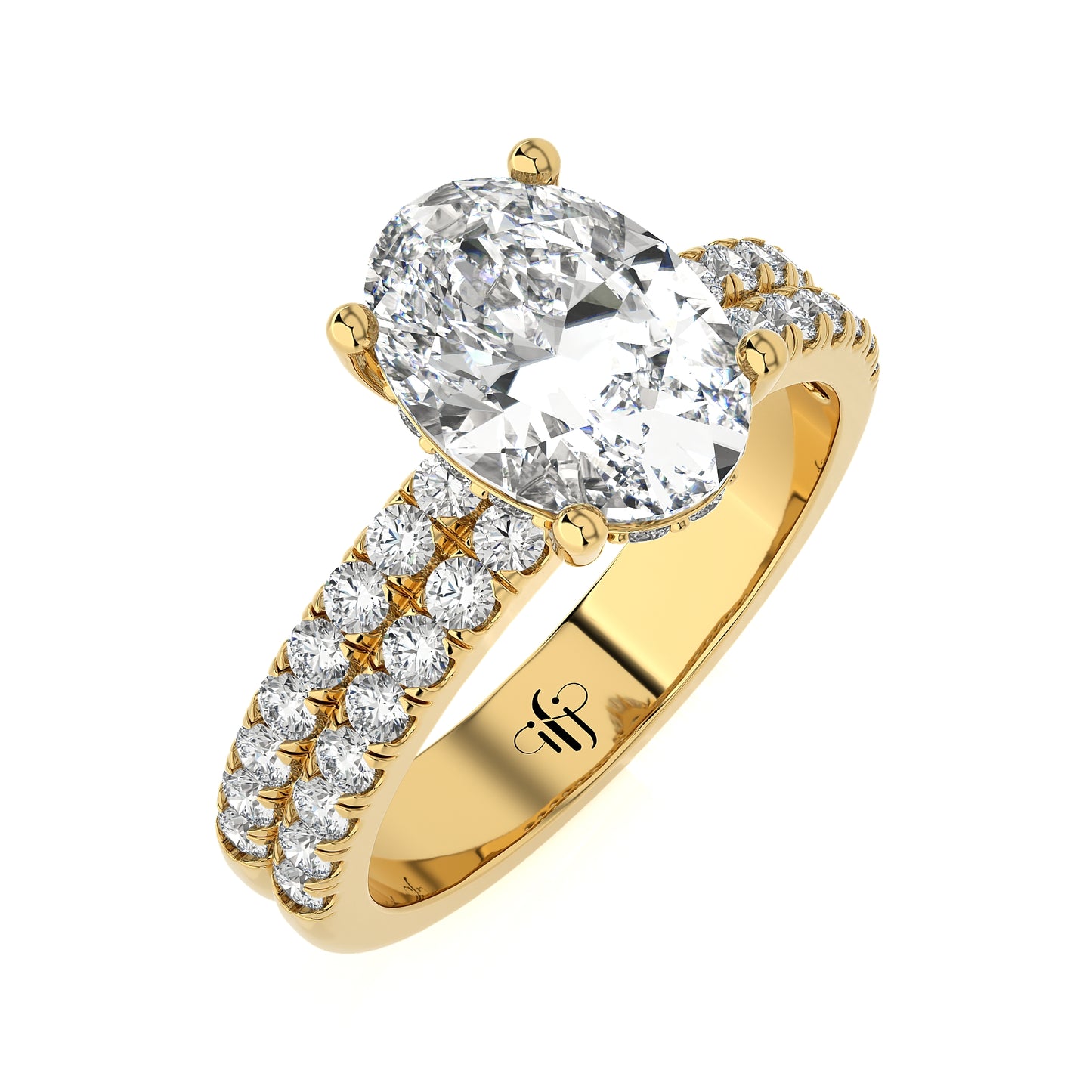 2.55 Ct Engagement Ring with Halo/Pave & Wedding Rings