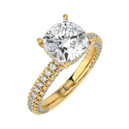 3.36 Ct Two Shape Engagement Ring with Halo/Pave & Wedding Rings